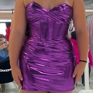 Sherri Hill Metallic Violet Dress - Super cute cocktail dress for the holidays!